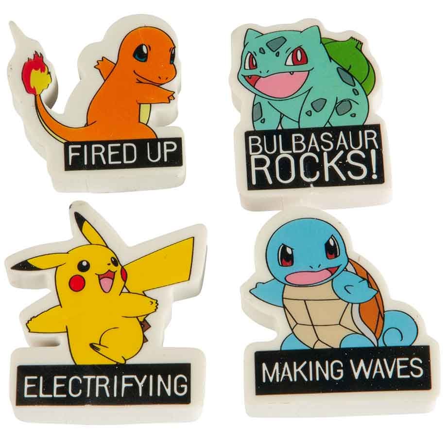 Pokemon viskelæder 4 stk.