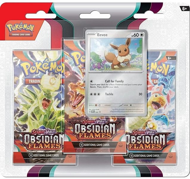 Pokemon SV03 Obsidian Flames 3-Pack Blister: Eevee
