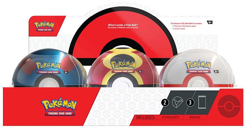 Pokemon - Poke Ball (Pokeball) Tin Display: 2025 (6 Tins)