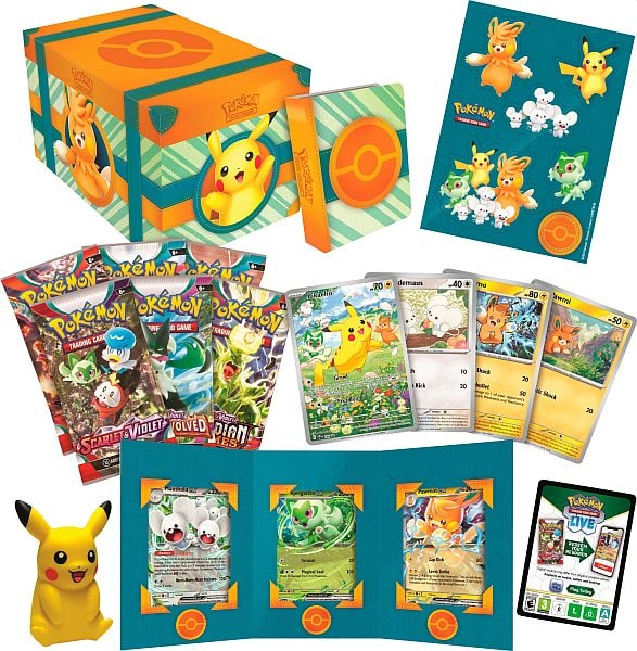 Pokemon Collector's Chest Box 2024 Spring: Paldea Adventure Chest - 6 Boosters, 7 Promokort, Mini-Album og mere