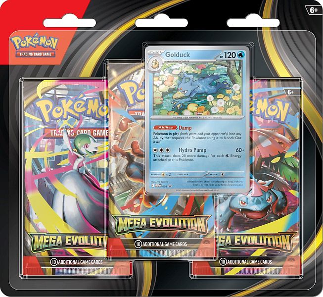 Pokemon Blister Pack - 3-Pack: 3 Mega Evolution: Base Set Booster Pakker + Golduck Black Star Promo