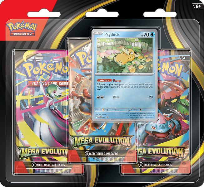 Pokemon Blister Pack - 3-Pack: 3 Mega Evolution: Base Set Booster Pakker + Psyduck Black Star Promo