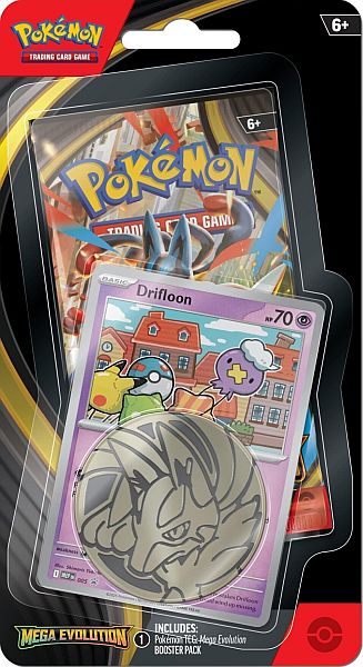 Pokemon Blister Pack - 1-Pack Checklane Blister: 1 Mega Evolution: Base Set Booster Pakke + Drifloon Black Star Promo & Pokemon MÃ¸nt