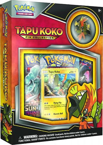 Pokemon Pin Collection: Tapu Koko - 3 Boosters, Promo & Pin