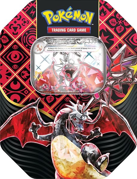 Pokemon Tin Kasse - 2024 Wave 1 Winter: Charizard ex - Scarlet & Violet: Paldean Fates Collector's Tin Box (4 Boosters)