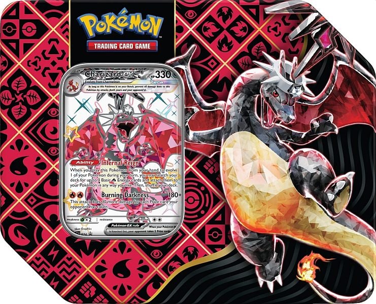 Pokemon Tin Kasse - 2024 Wave 1 Winter (USA Version): Charizard ex - Scarlet & Violet: Paldean Fates Collector's Tin Box (5 Boosters)