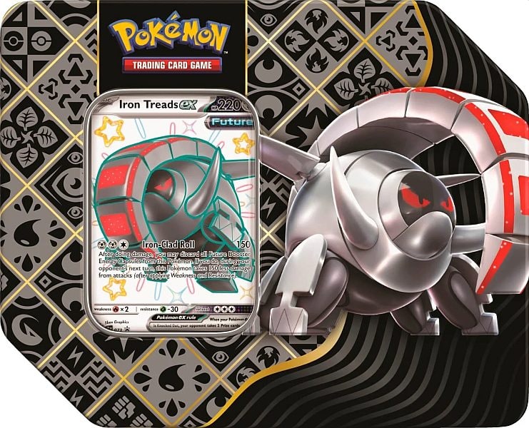 Pokemon Tin Kasse - 2024 Wave 1 Winter (USA Version): Iron Treads ex - Scarlet & Violet: Paldean Fates Collector's Tin Box (5 Boosters)