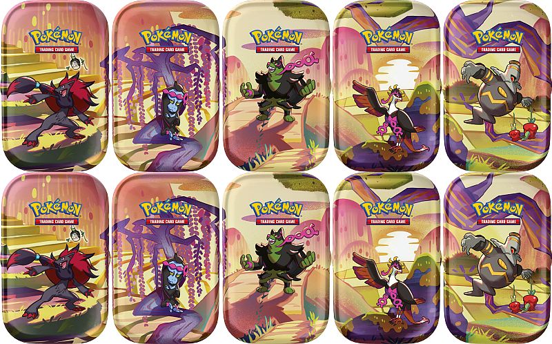 Pokemon Tin Kasse - 2024 Summer Scarlet & Violet: Shrouded Fable  Mini Tins Display - 10 Mini Tins! (20 Boosters)
