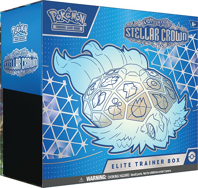 Pokemon Scarlet & Violet: Stellar Crown - Elite Trainer Box (Terapagos/Noctowl) - Boks med 9 Boosters, Promokort & TilbehÃ¸r