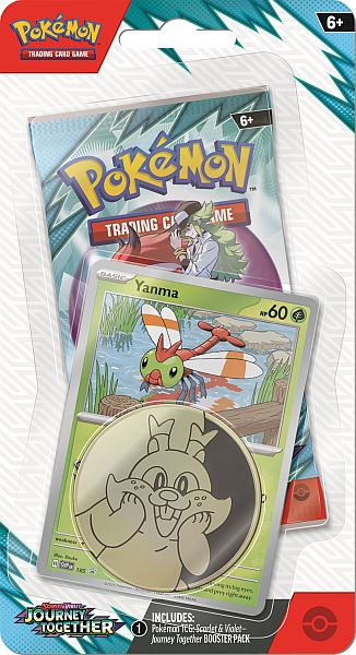 Pokemon Blister Pack - 1-Pack Checklane Blister: 1 Scarlet & Violet: Journey Together Booster Pakke + Yanma Black Star Promo & Pokemon MÃ¸nt