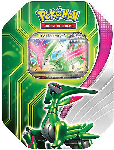 Pokemon Tin Kasse - 2024 Wave 2 Spring: Iron Leaves ex (Future Virizion) - Paradox Clash Collector's Tin Box (4 Boosters)