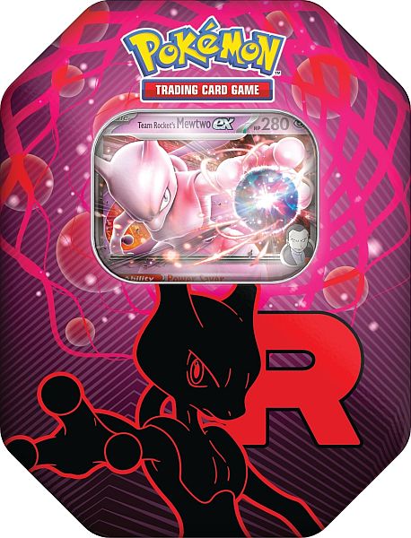 Pokemon Tin Kasse - 2025 Wave 4 Fall: Team Rocket's Mewtwo ex - Team Rocket Collector's Tin Box (4 Boosters)