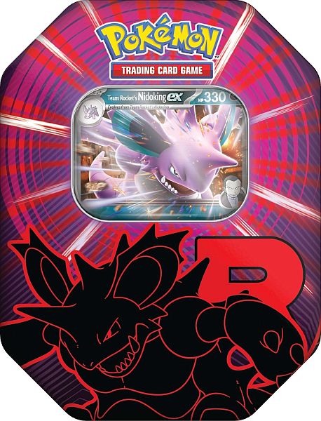 Pokemon Tin Kasse - 2025 Wave 4 Fall: Team Rocket's Nidoking ex - Team Rocket Collector's Tin Box (4 Boosters)