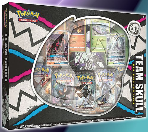 Pokemon Pin Box: Team Skull Pin Collection - 5 Boosters, 2 GX-kort, 2 Promokort & Pin